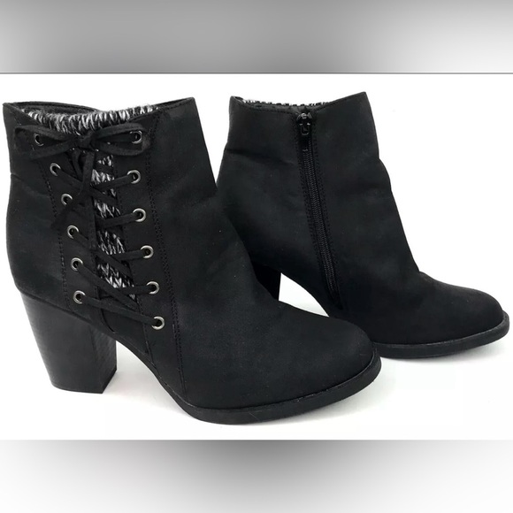 Rampage Pamina Stacked Heel Boots Booties 9.5 - Picture 2 of 13